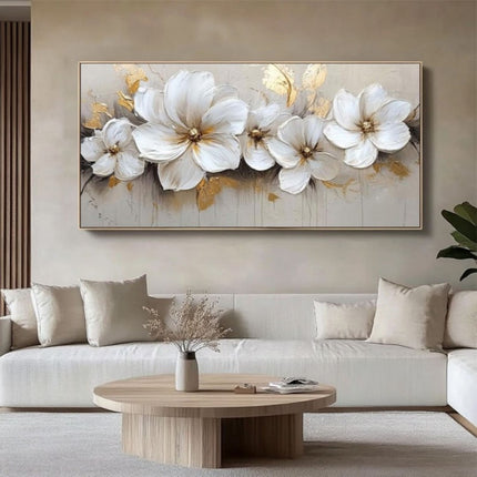 Abstract Flower Oil Painting On Canvas Large Wall Art Minimalist Floral Art Handmade Painting White Modern Home Decor For Living Room