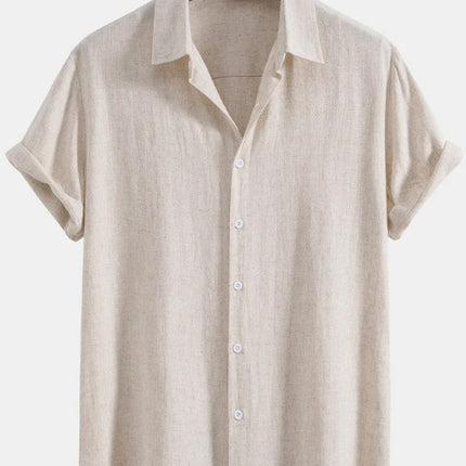 Men's Stand Collar Slim Fit Linen-Cotton Suit Set