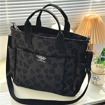 Original Handmade 3D Flower Tote Thickened Zipper Student Class Commuting Hand Single Shoulder Women'S