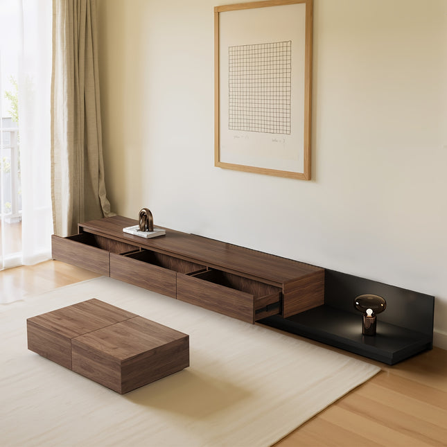 TV Cabinet Extendable With 3 Drawers - TV Stand Adjustable From 78.7" To 130" - Entertainment Center