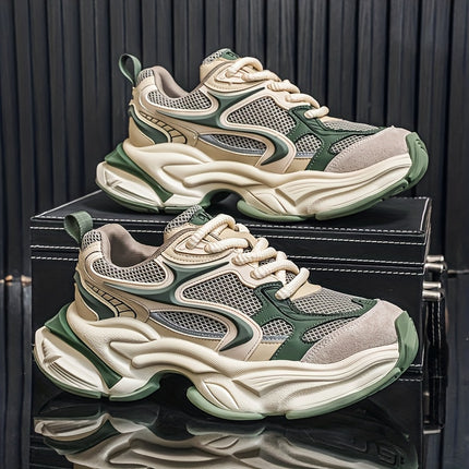 Men's Chunky Height-Increasing Sneakers - Thick Platform Lace-Up Shoes with Breathablee