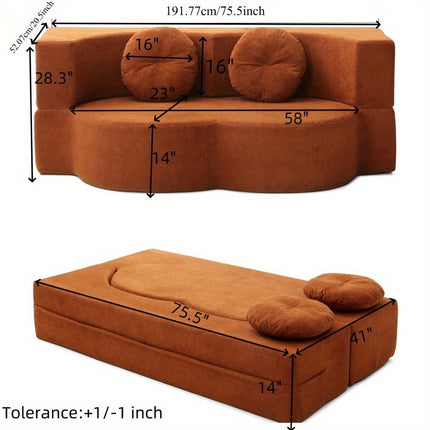 Sofa Bed with Pillow - Portable Space-Saving Convertible Floor Sofa & Mattress Recliner Suitable
