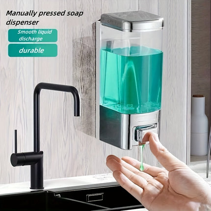 Wall-Mounted Soap Dispenser, 500 Ml Bathroom Shower Pump Dispenser, Manual Press Lotion Shower Soap