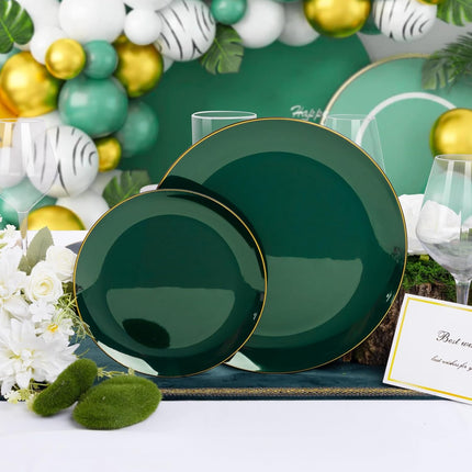 Green Dinnerware Set, 50-Piece Set, Party Accessory Kit, Perfect for Gatherings, Weddings, and Christmas