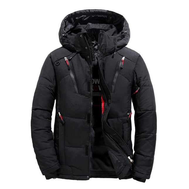 Windproof Hooded Jacket Leisure Sports Coat Pockets Warm Mens Clothing