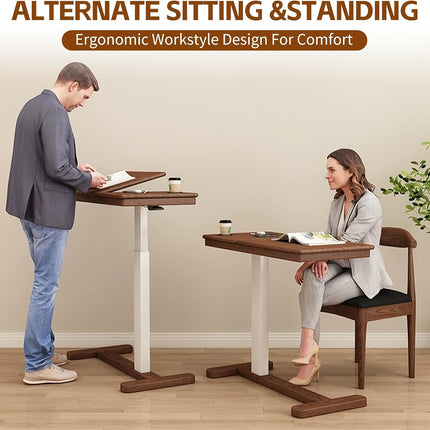 Portable Desk for Sofa And Bed, Height Adjustable Laptop Table Small Standing Desk Rolling