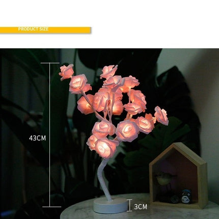 Rose Flower Lamp USB Battery Operated LED Table Lamp Bonsai Tree Night Lights Garland Bedroom Decoration Lights Home Decor