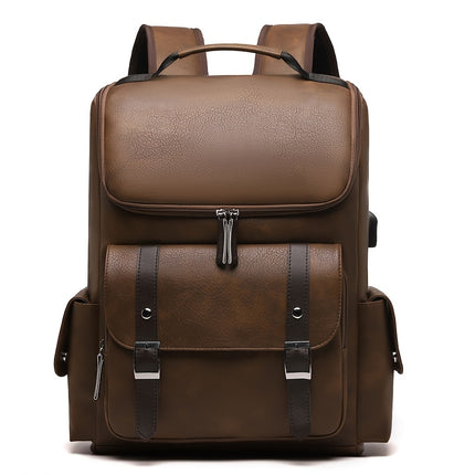 Men's Vintage Multi-Pocket Backpack Compatible for MacBook/Airport - Convertible Travel Bag