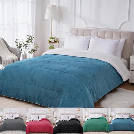 1pc Solid Color Thick Soft Comforter Lamb Quilt, Ultra Breathable All Season Cover Quilt Double-Sided,