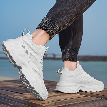 Men'S Casual Sneakers, Solid Color, Breathable Mesh Upper & Inner, EVA Sole, Cloth Insole