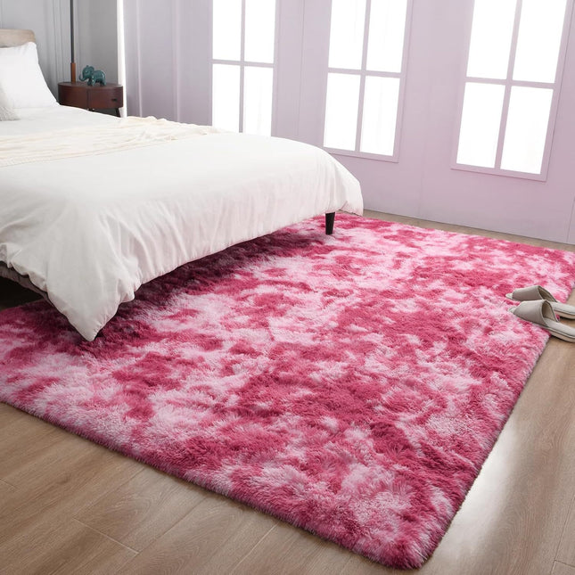 Fluffy Tie-Dye Carpet, Machine-Washable Indoor Carpet, Anti-Slip Modern Carpet