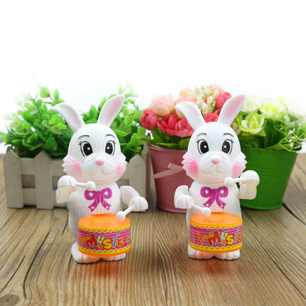 Cartton Rabbit Drumming Clockwork Wind-up Toys for Children Funny Game Educational Baby Birthday Surprises