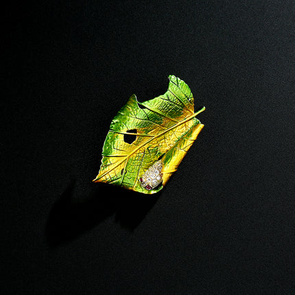 Japanese Simple Fashion Female Enamel Leaf Brooch