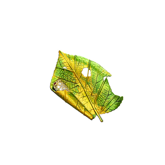 Japanese Simple Fashion Female Enamel Leaf Brooch