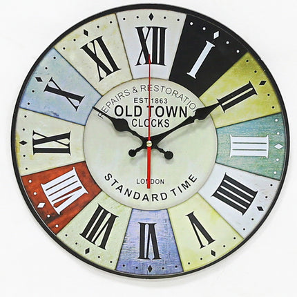 Retro Creative Wooden Wall Clock Alarm Clock