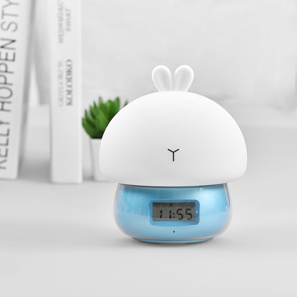 Creative Wake Up Rabbit Alarm Clock Cute Cartoon Bedside Night Light