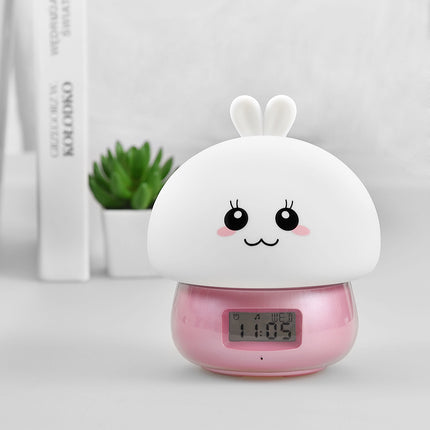 Creative Wake Up Rabbit Alarm Clock Cute Cartoon Bedside Night Light