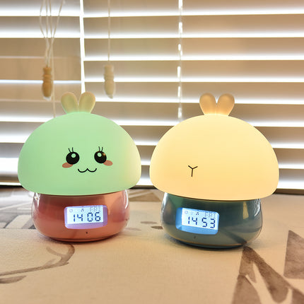 Creative Wake Up Rabbit Alarm Clock Cute Cartoon Bedside Night Light