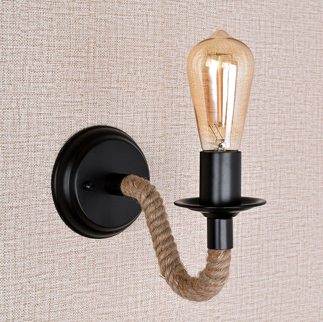 Retro Creative Wrought Iron Twine Wall Lamp Bedside Lamp
