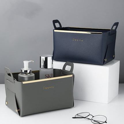 Nordic Desktop PU Leather Large Storage Box Folding Living Room Bedroom