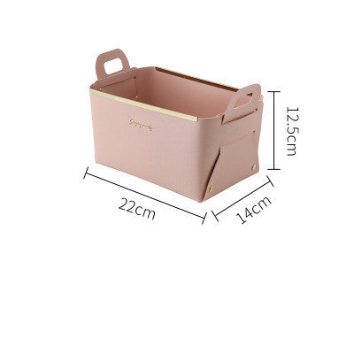 Nordic Desktop PU Leather Large Storage Box Folding Living Room Bedroom