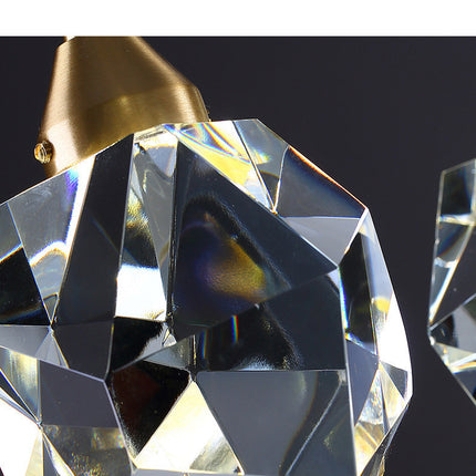 All Copper Light Luxury Crystal Chandelier Modern Minimalist Restaurant Three-Head Chandelier