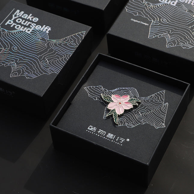 Lovely National Style Small Fresh Enamel High-end Simple Female Brooch Personality Original Cherry Blossom Brooch