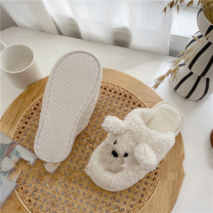Bear Head Home Stereo Plush Slippers Winter Cotton Slippers