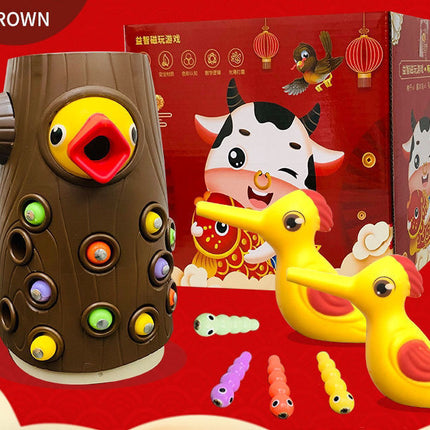 Family Toys Click Here For More OptionsWoodpecker Magnetic Catch The Worm Animal Feeding Game Small Birds Children Educate Fishing Toys Kit Kids Gift Set