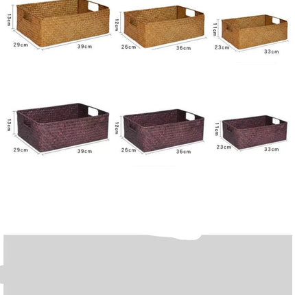 Straw Woven Rectangular Storage Baskets, Finishing Baskets, Woven Bamboo Baskets, Storage Baskets