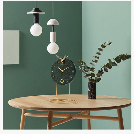 Light Luxury Marble Decoration Clock Home Desktop Clock Ornaments Modern Metal Seat Clock Ornaments Simple Quartz Clocks