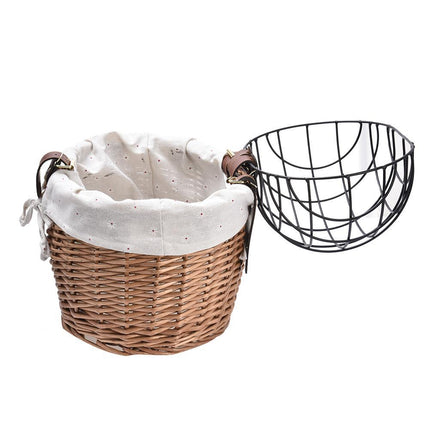 Pet bicycle Basket With Iron Frame Wicker Car Pet Basket Handmade Willow Basket