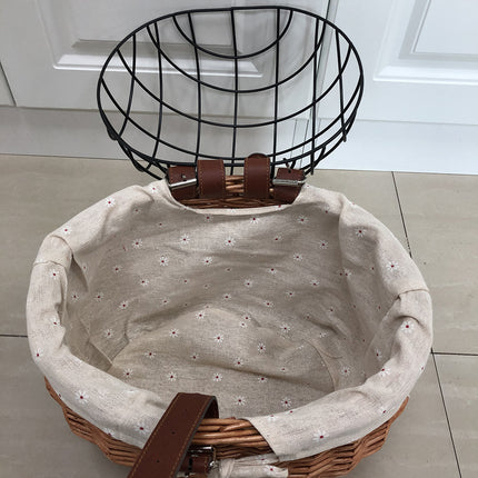 Pet bicycle Basket With Iron Frame Wicker Car Pet Basket Handmade Willow Basket