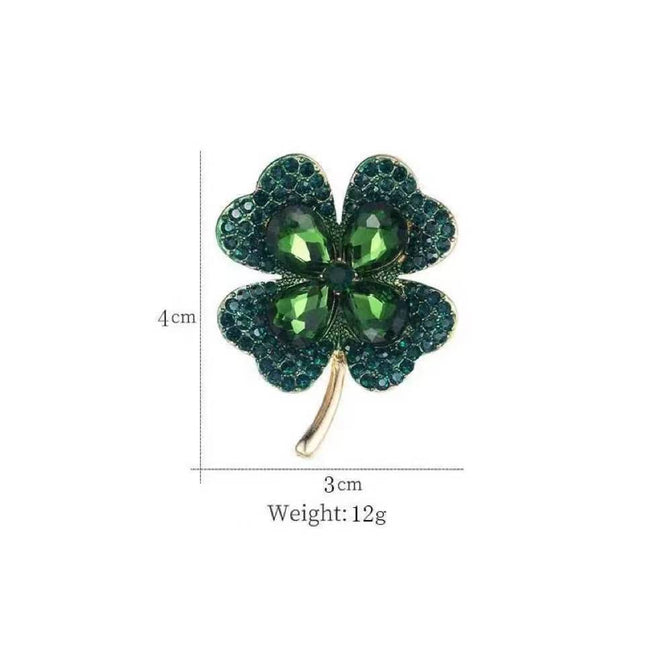 Creative Light Luxury High-End Four-Leaf Clover Brooch Amazon Hot New Product Copper Inlaid Zircon Brooch Factory Direct sales