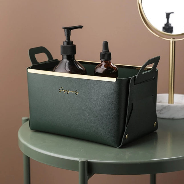 Nordic Desktop PU Leather Large Storage Box Folding Living Room Bedroom