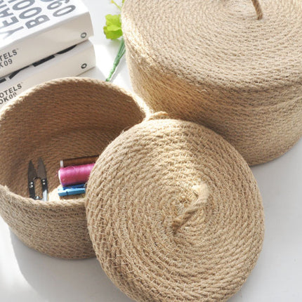 Japanese Style Linen Table Top Sundries Storage Basket