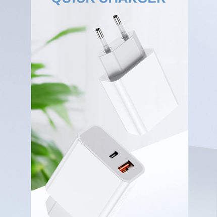 FDGAO 18W Fast Charging Plug PD Fast Charging USB Typ-C Dual Port Charging Suitable For Apple 12 Mobile Phones