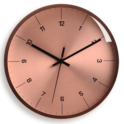 Solid Wood Wall Clock Rose Gold Wall Clock Silent Round Quartz Clock