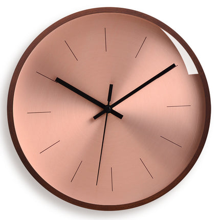 Solid Wood Wall Clock Rose Gold Wall Clock Silent Round Quartz Clock