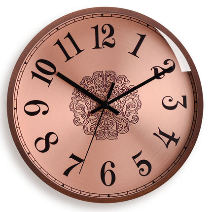 Solid Wood Wall Clock Rose Gold Wall Clock Silent Round Quartz Clock