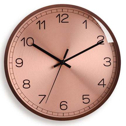 Solid Wood Wall Clock Rose Gold Wall Clock Silent Round Quartz Clock