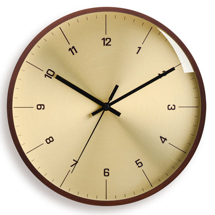 Solid Wood Wall Clock Rose Gold Wall Clock Silent Round Quartz Clock