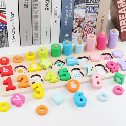 Number Puzzle Shape Matching Puzzle Wooden Teaching Aid Teaching Toy Puzzle