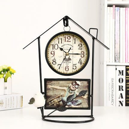 Cross-Border Retro Wrought Iron Birdcage Wall Clock Decoration Clock Home Accessories Ornaments Living Room Clocks
