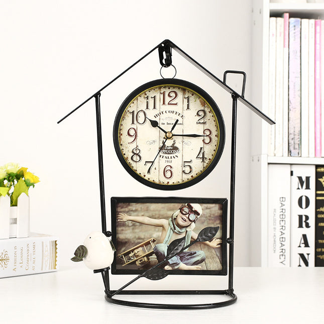 Cross-Border Retro Wrought Iron Birdcage Wall Clock Decoration Clock Home Accessories Ornaments Living Room Clocks