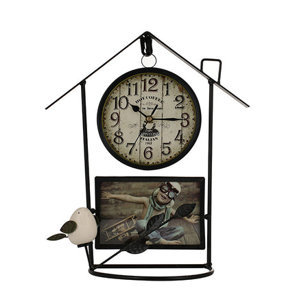 Cross-Border Retro Wrought Iron Birdcage Wall Clock Decoration Clock Home Accessories Ornaments Living Room Clocks
