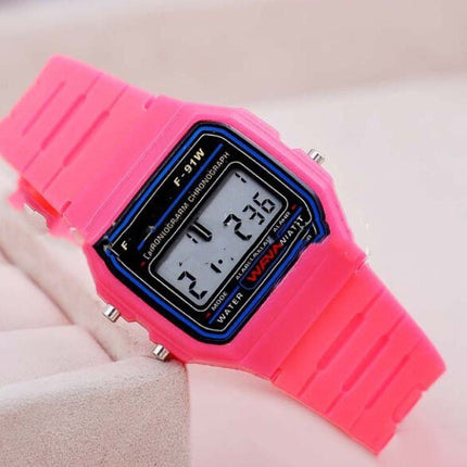 Non-Marked Gold And Silver F91W Ultra-Thin LED Electronic Watch