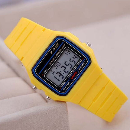 Non-Marked Gold And Silver F91W Ultra-Thin LED Electronic Watch
