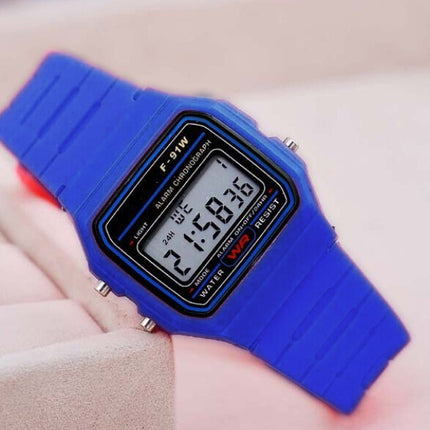 Non-Marked Gold And Silver F91W Ultra-Thin LED Electronic Watch