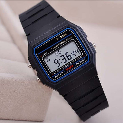 Non-Marked Gold And Silver F91W Ultra-Thin LED Electronic Watch